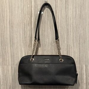 DKNY Black Shoulder Bag with Silver Accents